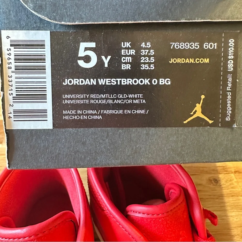 Nike Air Jordan Westbrook 0 BG 'University Red' 768935 601 Size 5Y